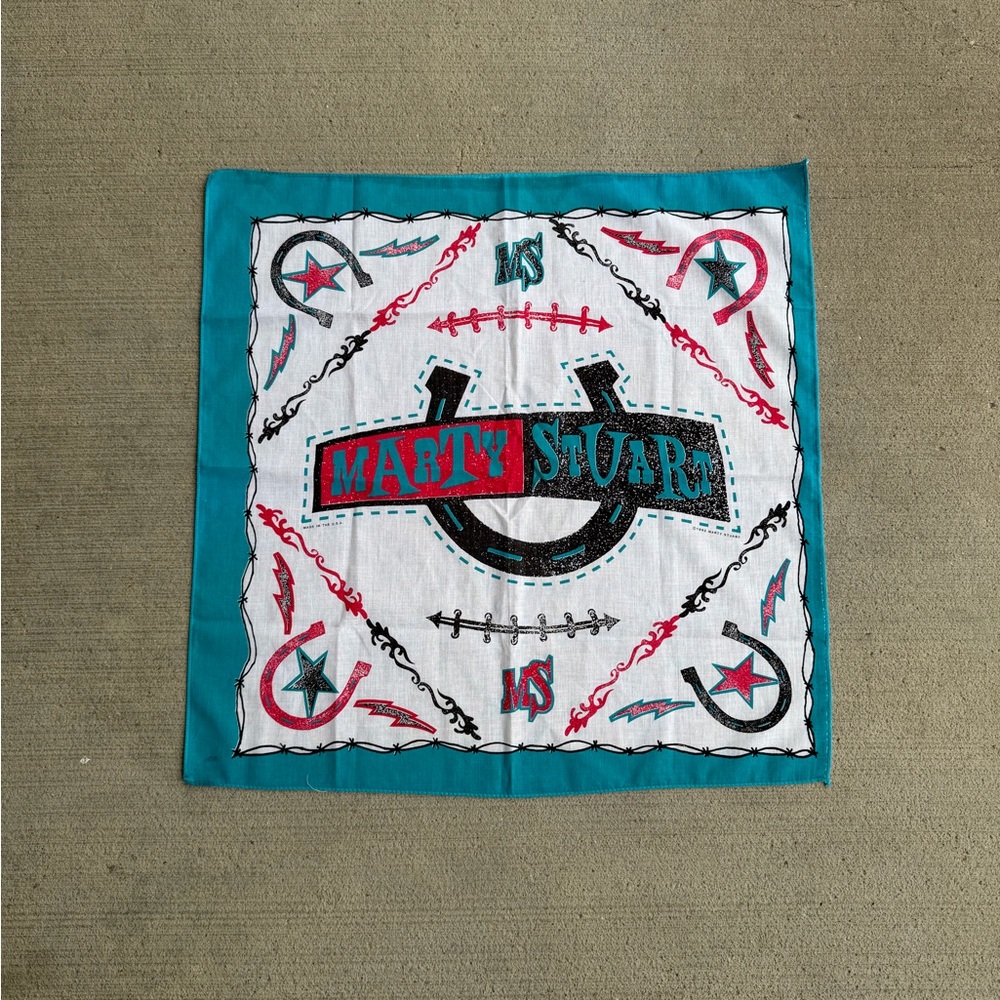 Vintage 1992 Marty Stuart Bandana Scarf Handkerchief Country Music Concert USA